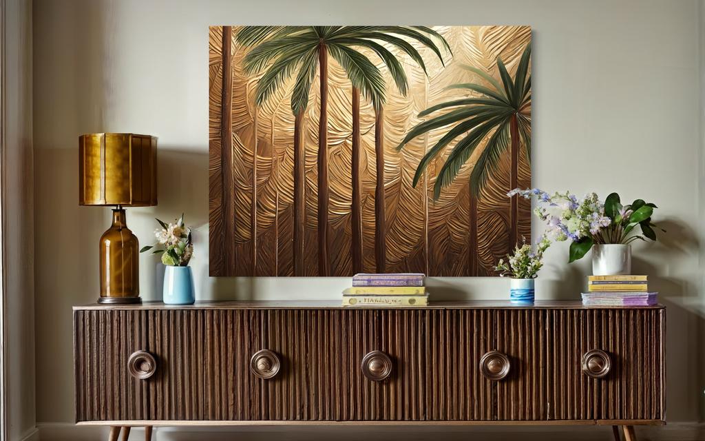 Canvas Print, Palm Tree Gold Abstract