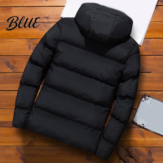 Warm Jacket Winter Sleeve Zipper Match Solid Padded All Men Parkas Color Long Hood Coat
