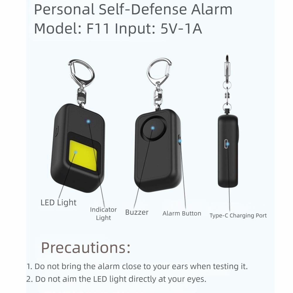 LED Strobe Light Self Defence Alarm Keychain 130 DB Emergency Safety Alarm  Travel