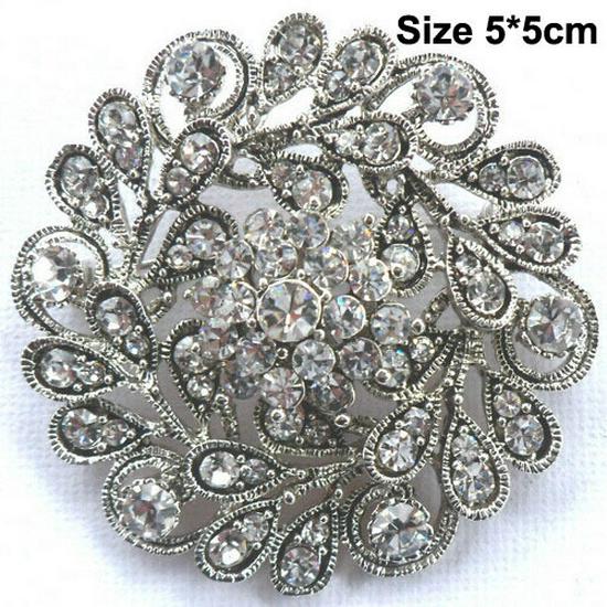 Elegant Rhinestone Flower Brooch - High-Quality White K Electroplated Lapel Pin Zhenyao Jewelry