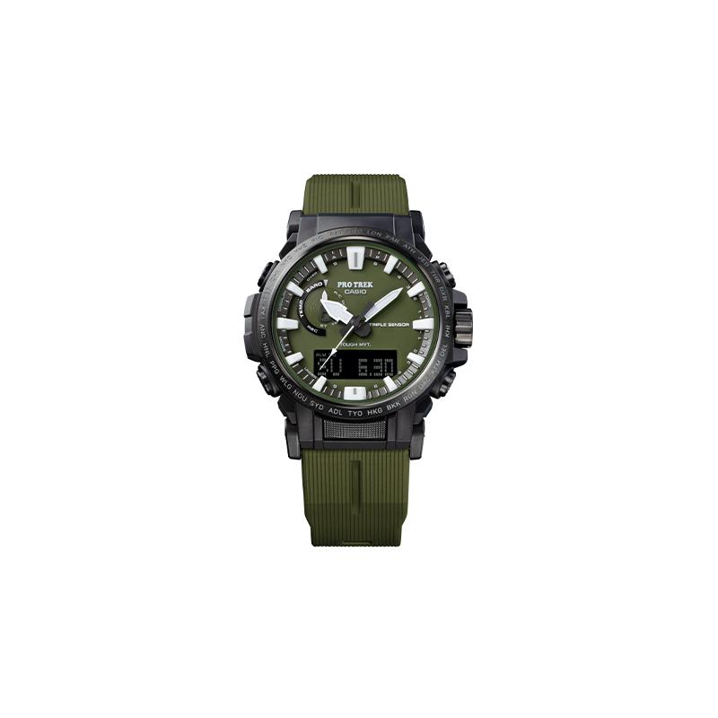 

Casio PRO TREK Series-Disc Dual Display Classic Outdoor Solar Powered Mountaineering Eco-Friendly Luminous Multi-Function Quartz Movement PRW-61Y-3PR зелений