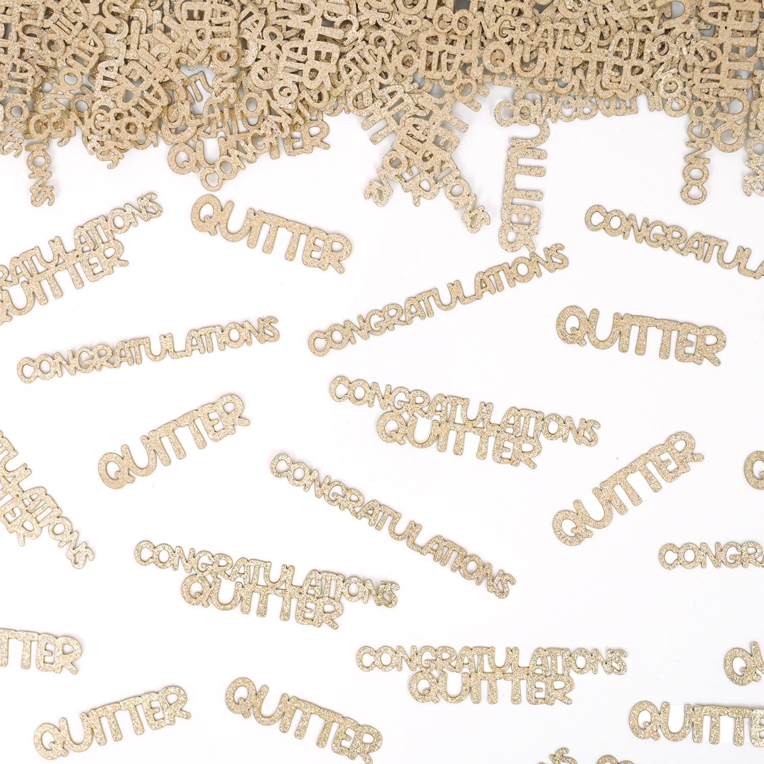 Congratulations Quitter Confetti, Champagne Gold Glitter Retirement Confetti for Table, Graduation Party Table Decor, Funny Retirement Party Table