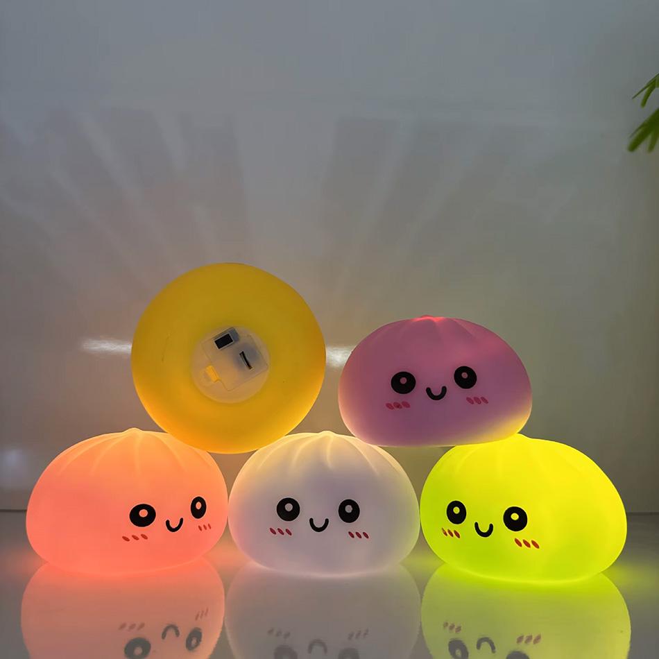Colorful Dumpling Squishes Kawaii Bedroom Desktop Decoration Dumpling Vinyl Doll Night Light Luminous Toy Surprise Girl Gifts