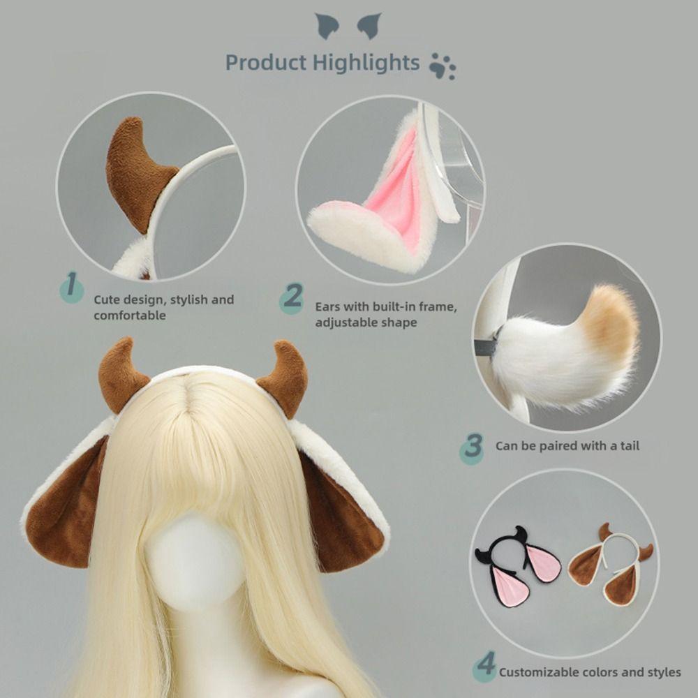 Plush Animal Ear Headbands Fluffy Goat Horn Party Headwear Lamb Headband Halloween Dressing Up