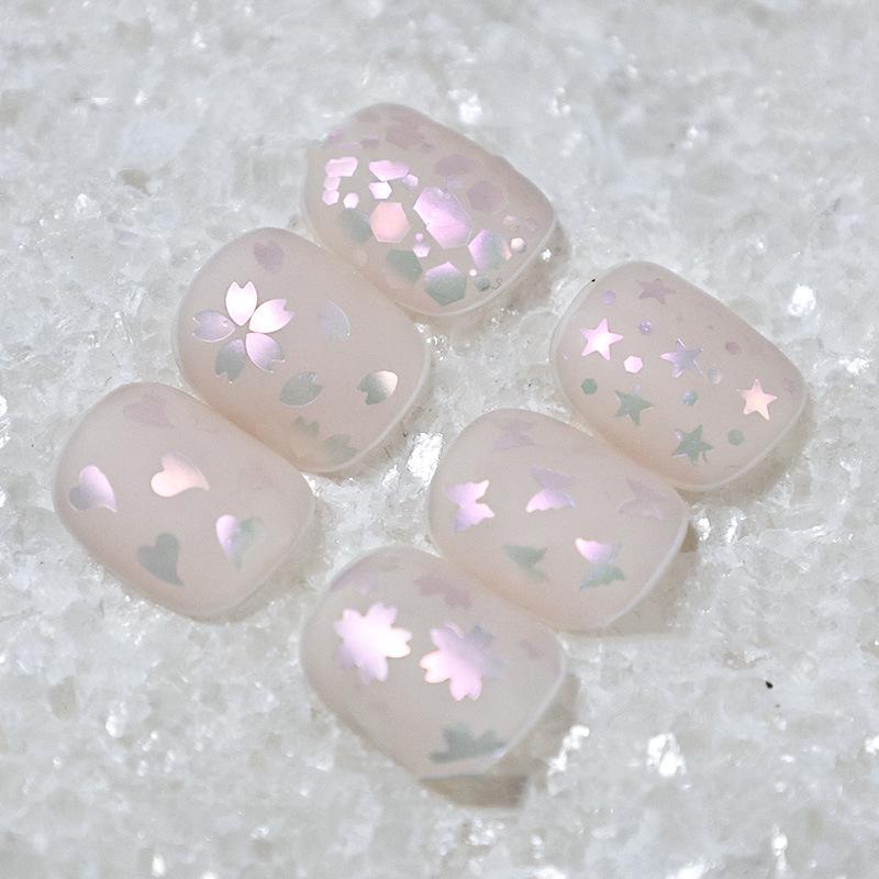 1 eske Blandede former Glimmer Neglepaljetter Polish Fin Glans Sommerfugl Stjerne 3D Dekaler For Negle Skinnende Dekorasjoner Rosa