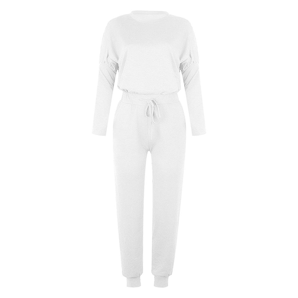Women Fashion  Solid Pullover Long Sleeve Bandage Loose Pants Sweatsuits