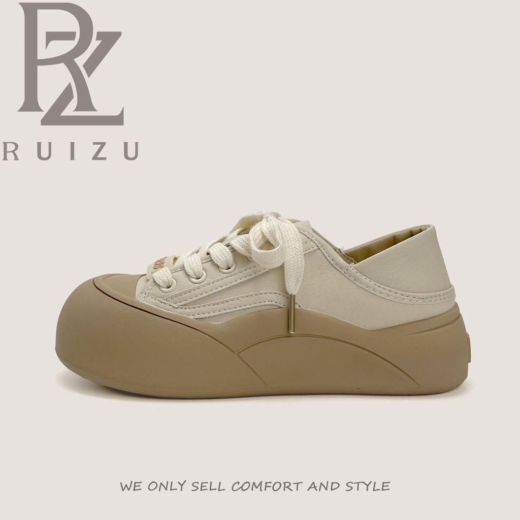 Women's casual shoes platform bread shoes women's spring new lightweight board shoes round head white shoes