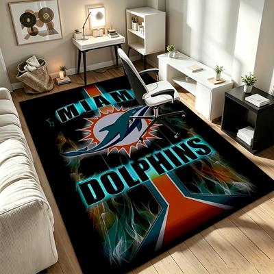 Miami Dolphins A Rug Suitable for Office Chair Areas Living Rooms and Computer Desks Perfect for Home Offices and an Ideal Holiday Gift