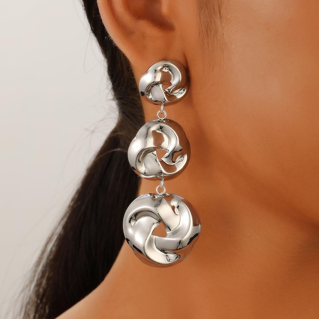 Vintage Exaggerate Twisted Knot Drop Earrings for Women Thick Metal Big Earrings for Women Banquet Party Jewelry Gifts