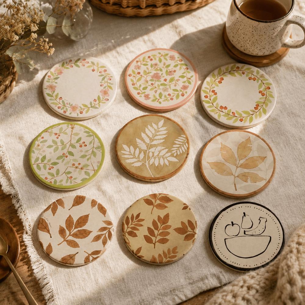 Round Heat Insulation Pad Flower Table Mats Non-Slip Cup Mat  Kitchen