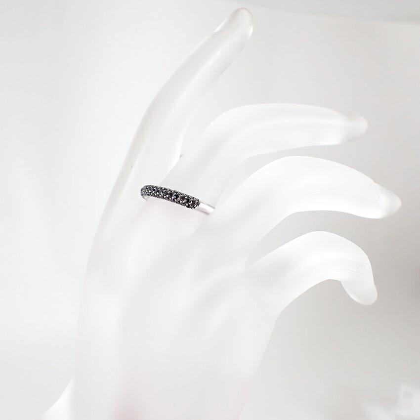 [Pre-owned] K18WG Black Diamond Ring / Size 11 / j66-4