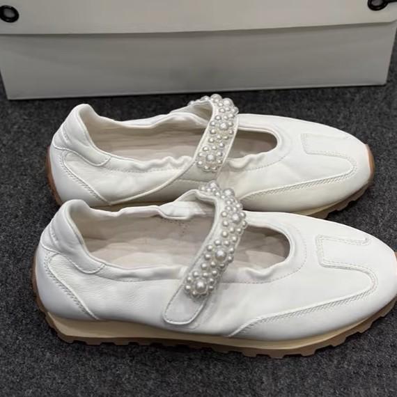 Increase the Height of Sports Style Mary Jane Shoes Women's 2025 Spring and Summer New Pearl Retro German Training Shoes Ballet Shoes