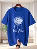 Unisex Dark Gray Tee Tangled Mind Line Art Im Fine Letter Print Crew Neck Short Sleeve Summer Casual Male Cotton Street Daily Top
