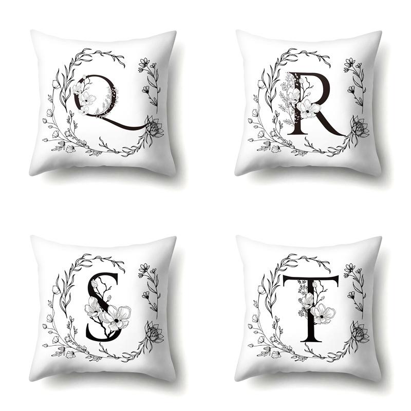 Polyester Pillowcase INS Style Garland 26 English Letter Printing Pillowcase Waist Cushion Car Seat Cover