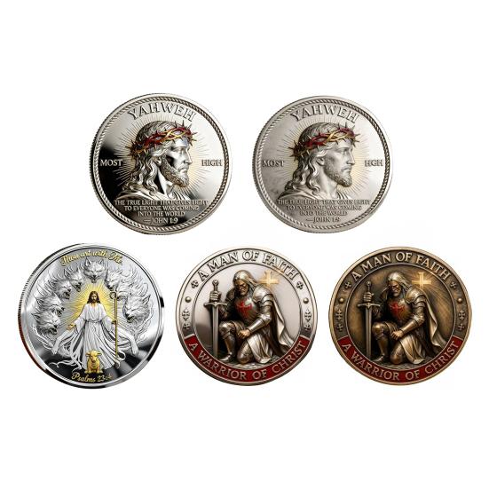1/2/3/5 st Kristna Jesus Utmaningsmynt Dubbelsidigt Krigare Riddare Bön Tro Token Dekoration Samlare Historiker Souvenirmynt Religiös Gåva