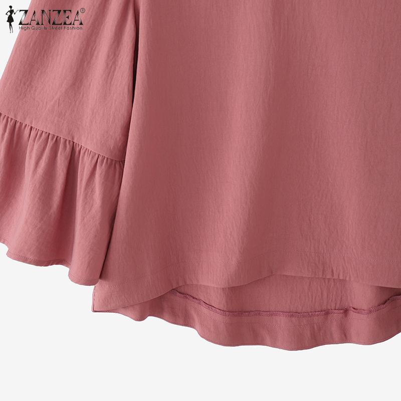 ZANZEA Women Summer V-Neck Loose Casual 3/4 Sleeve Blouse