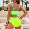 Bikini de Color Sólido de Cintura Alta para Mujer Traje de Dos Piezas Ropa de Playa Multicolor