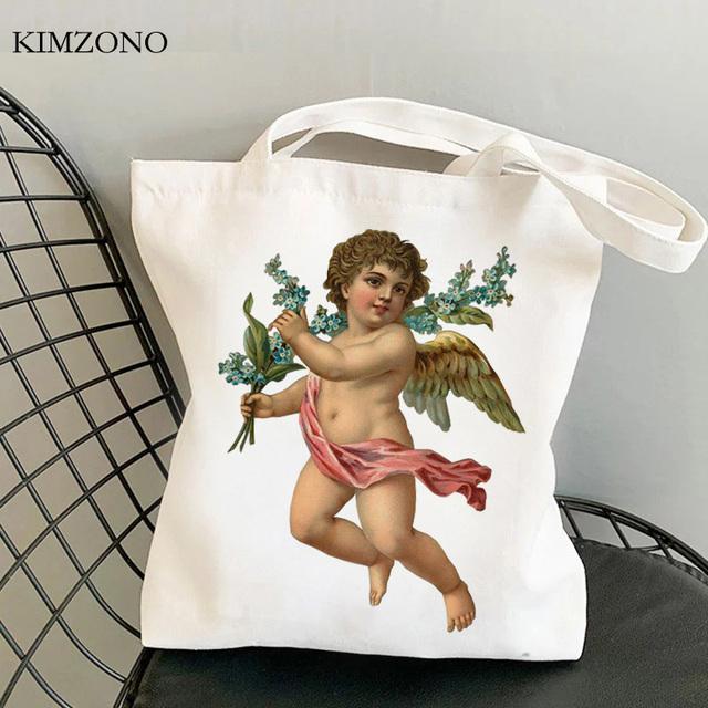 Angel Shopping Bag Recycle Bag Tote Bolso Bolsa Bag String Bolsas Ecologicas Woven Sacola Grab
