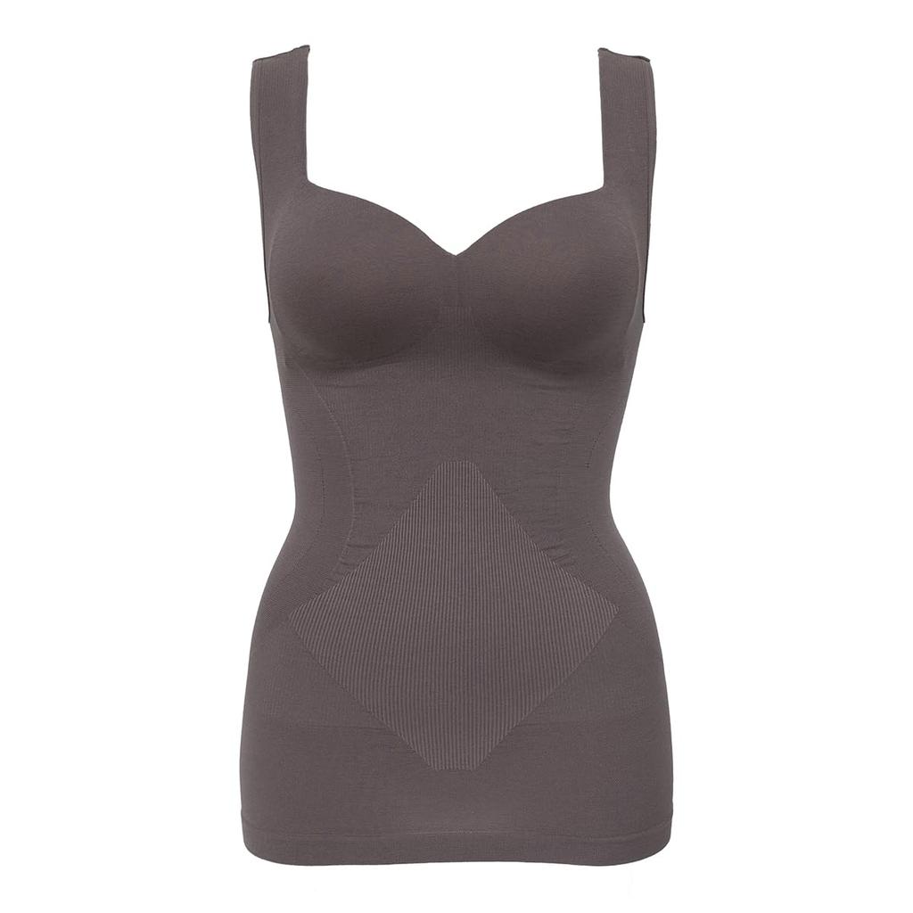 Lucien Power Shape Classic Slimming Tank Top with Wood Warm Size M Women's Cups, Gray,