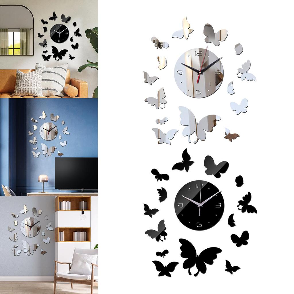 Modern Wall Clock Art Decal Removable Acrylic Mute for Office Decor