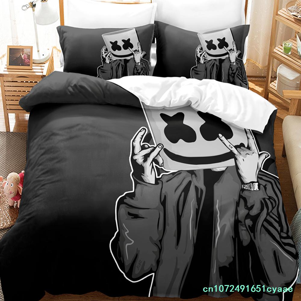 DJ Marshmello Bedding Set Single Twin Full Queen King Size Hip Hop Bed Set Aldult Kid Bedroom Duvetcover Sets 3D Print 030