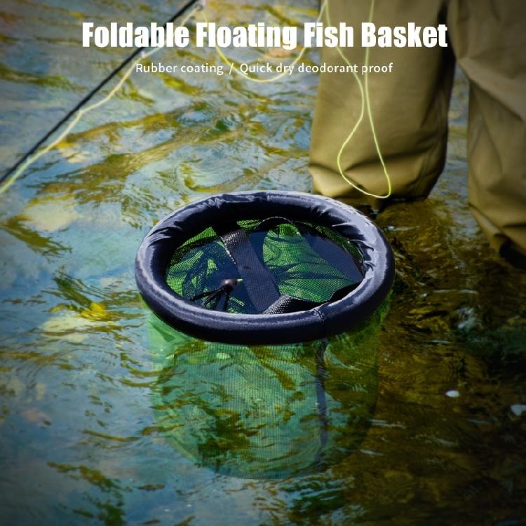 Nylon Net Baits Storage Cage for Keep Crayfish Minnows Floating Fishing Basket Bucket Foldable Fishing Net Holder