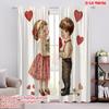 2pcs,2D Plane Printing Minimalist Curtains Vintage Valentines Day Polyester Woven (without Rod) Home Decor Perfect for Bedroom,