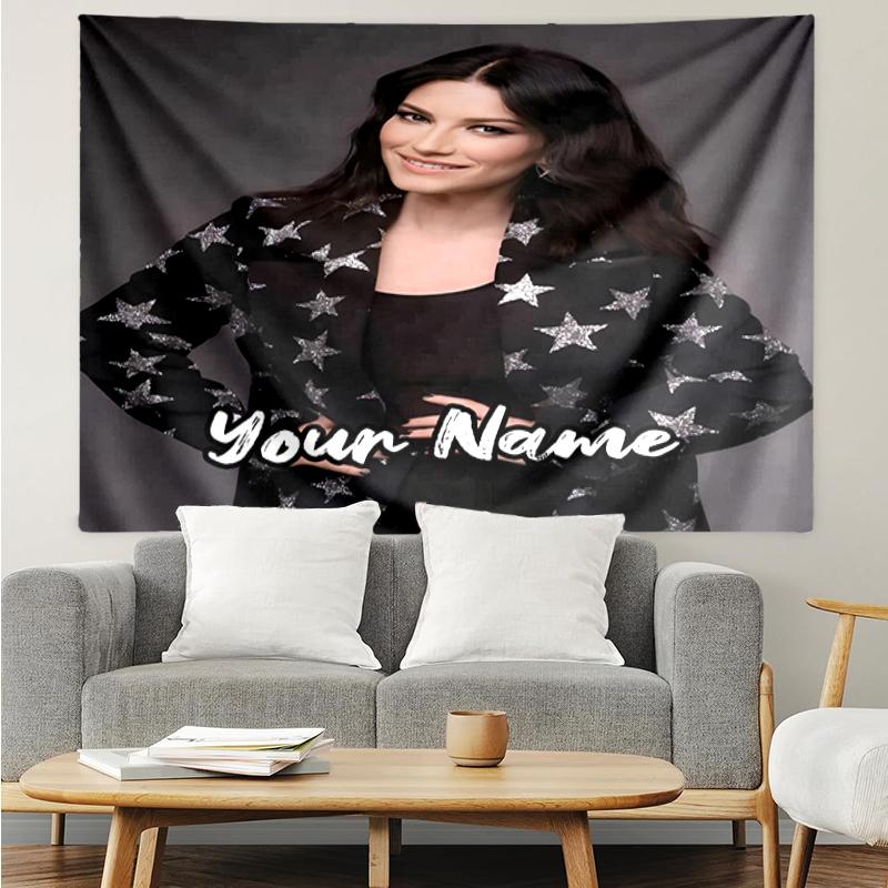 Benutzerdefinierter Name Laura Pausini Druck Wandteppich, Hintergrund, Einfache Montage, Ideal für Schlafzimmer, Büro & Wohnzimmer, mit Ästhetischer Wanddekoration zum Aufhängen.