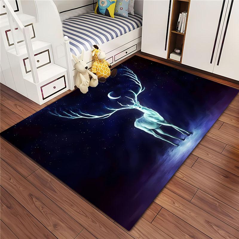 Sika Deer 3D Art Carpet, Living Room and Bedroom Household Items, Children's Room Sofa Mats, Doormat Floor  Anti-slip Rug, Gifts