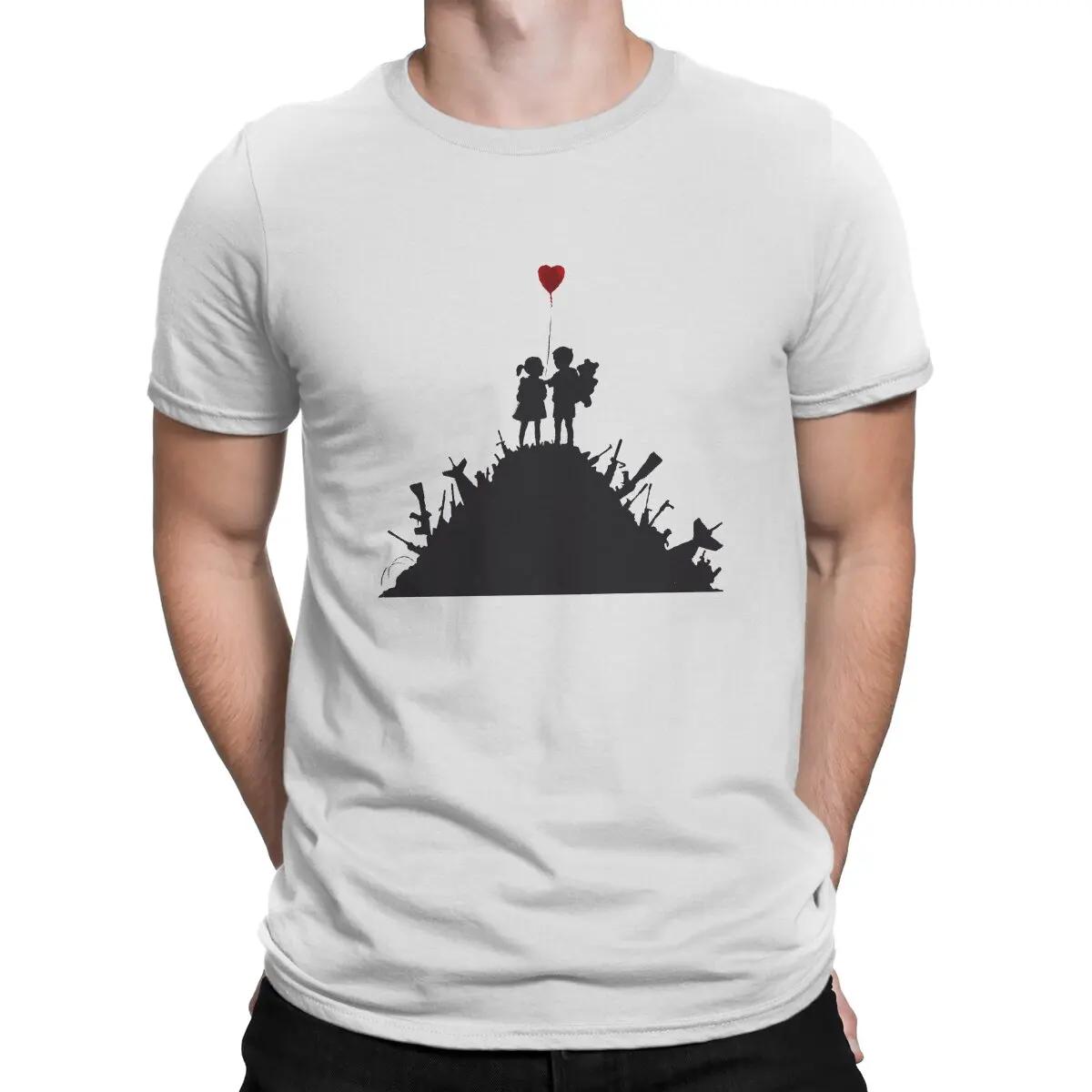 Граффити-художник Бэнкси Дети Мальчик и Девочка с Шариком-Сердцем Футболка Графическая Мужская Винтажная Мода Летняя Футболка с Коротким Рукавом M