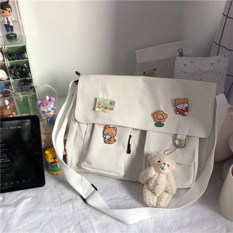 

Women Simple Messenger Bag Casual Satchel Ladies Handbags Shoulder Bag Pouch Girls Sweet Printed Canvas Cross School Bags Purses