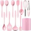 Silicone Kitchen Utensil Set - Non-stick Cooking Tools with Storage Bucket - Including Spatula, Stirrer, Food Picker, Baking Accessories