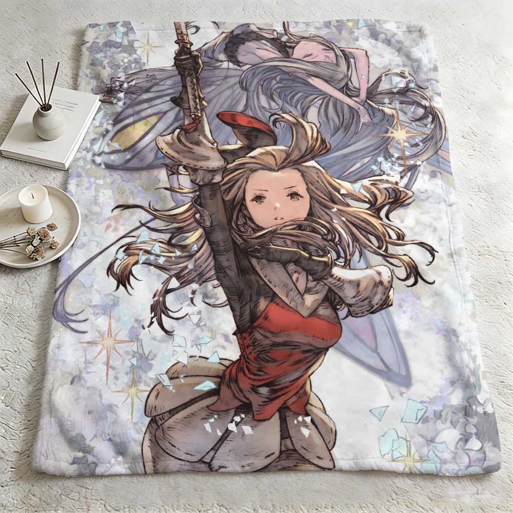 Game G-Granblue Fantasy-y Throw Warm Soft Flannel Blanket, Multi-use for Sofa Bed Camping Travel Nap
