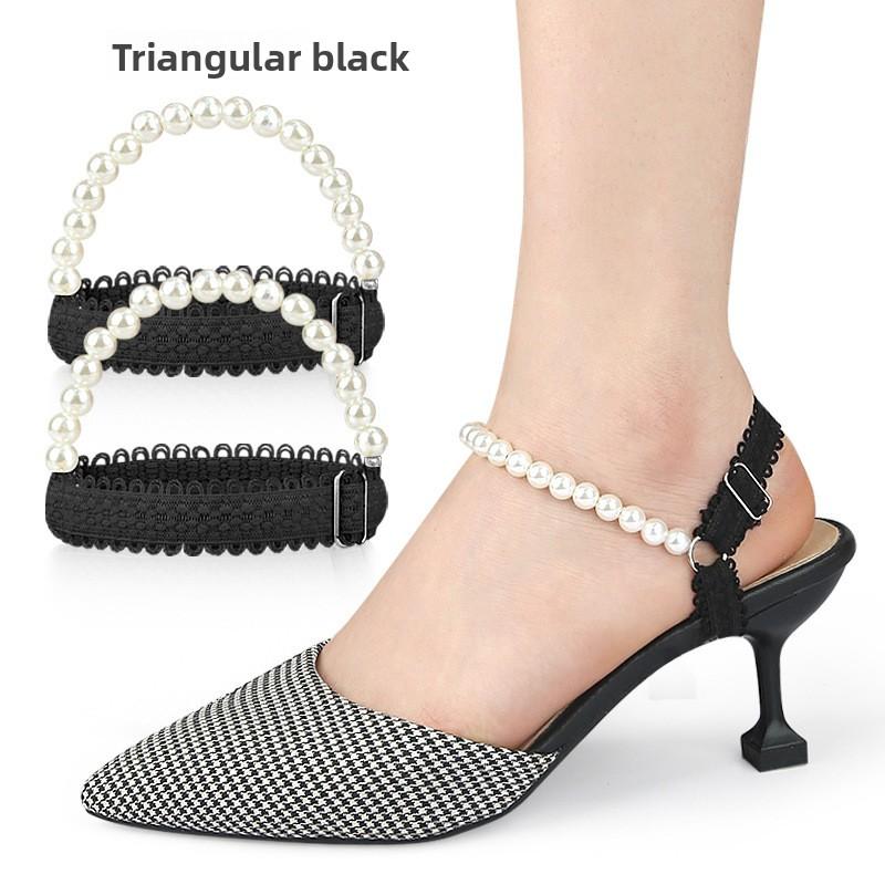 Pearl Lace Bundle Shoelaces Hollow High Heels Free Installation Anti-drop Heel Straps Slippers Become Sandals Lazy Fixing Straps