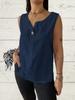 2025 Summer Women's V-neck Cotton Linen Button Vest