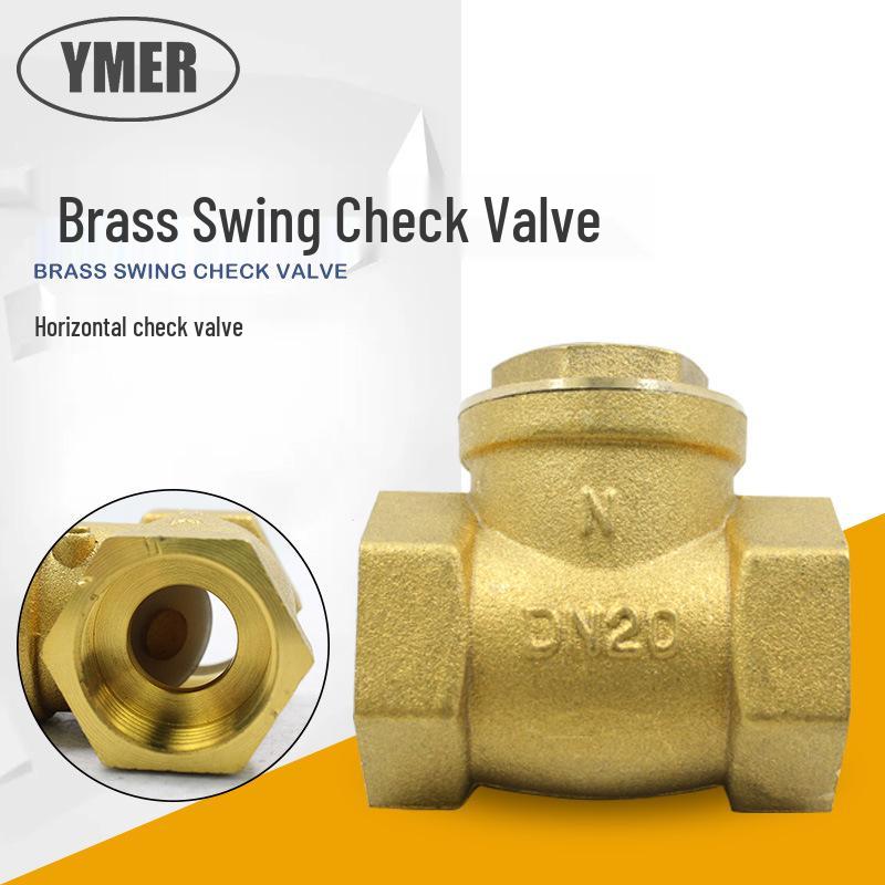 Brass Horizontal Check Valve, One-Way Backflow Preventer DN20, for Water Pumps and Pipes