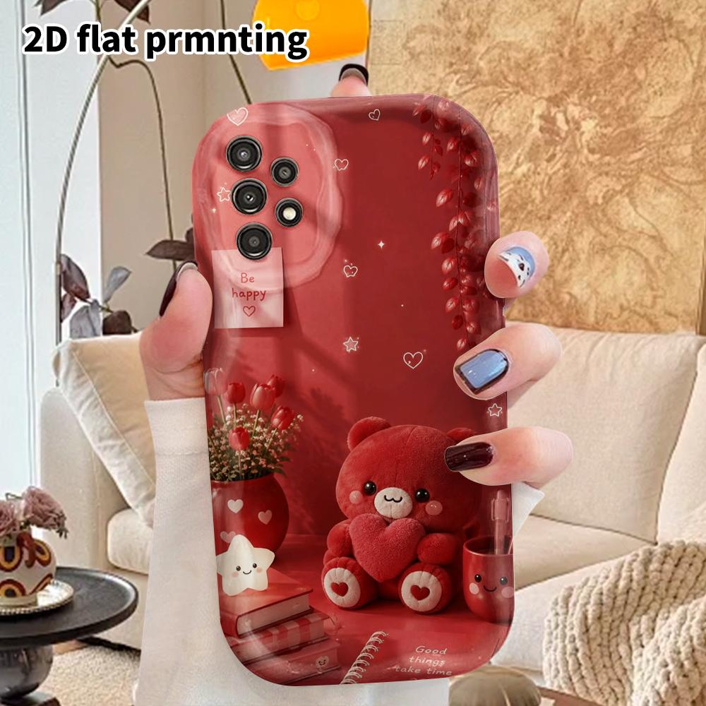 Phone Case: 2D Flat Samsung Galaxy A34 A35 M05 M06 S20 S22 S21 FE Plus 5G Protective Case, Couple Style, Bear Hugging Heart, Christmas and Halloween G