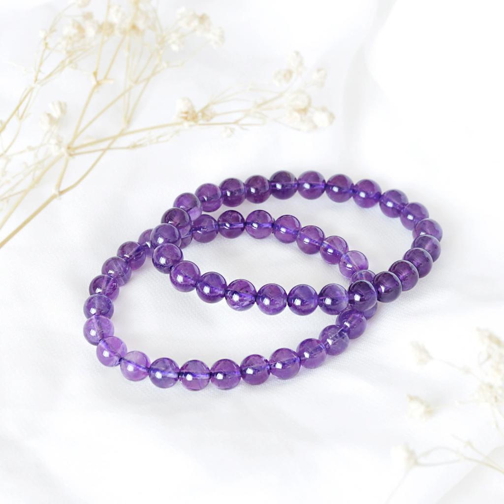 Natural Amethyst Bracelet 10mm Beads for Men & Women, Jewelry Healing Elastic Bracelet To Enhance Wisdom & Bring Good Luck, Happiness & Prosperity