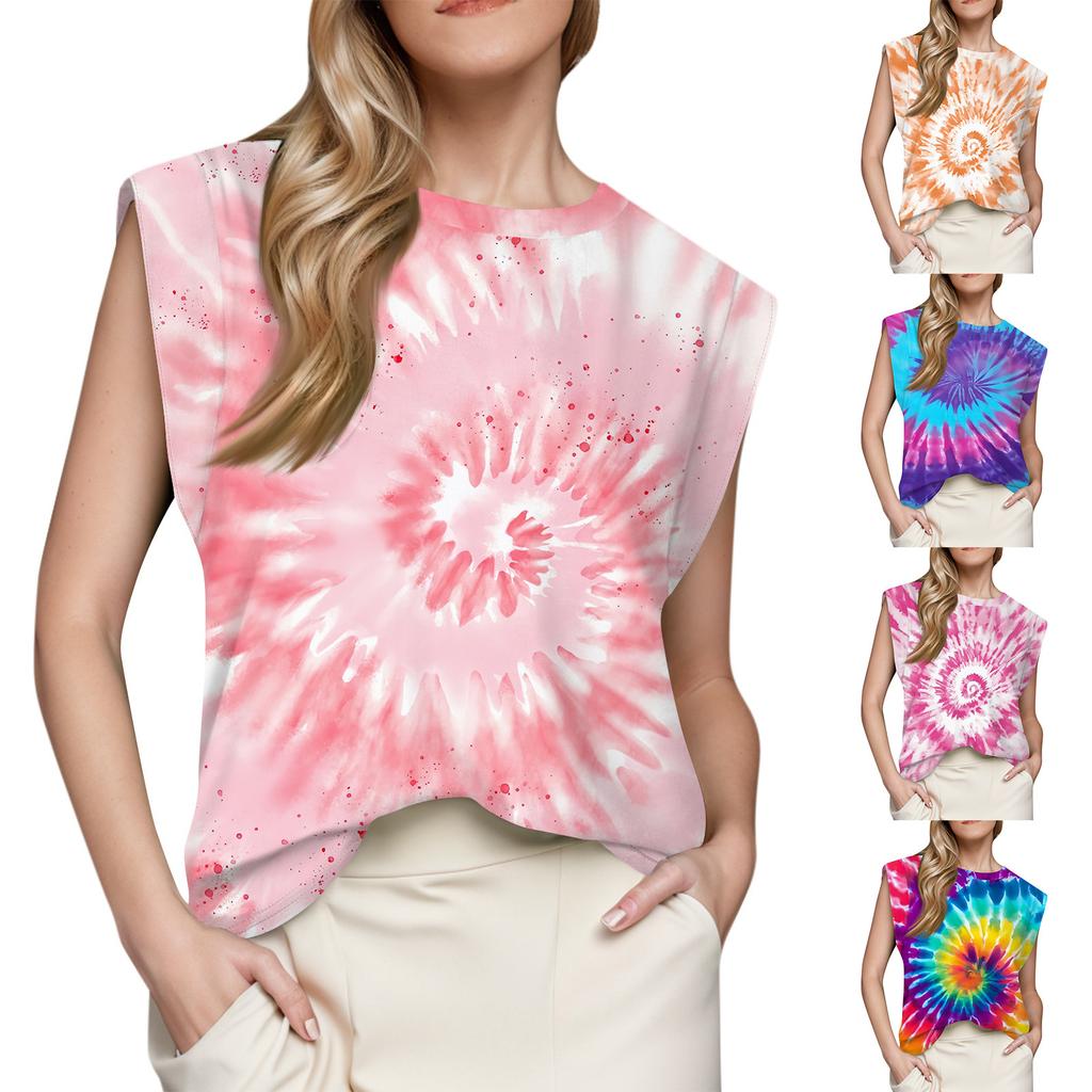 Women's Cap Sleeve Top Summer Printed Tank Top Basic T-Shirt Casual Loose