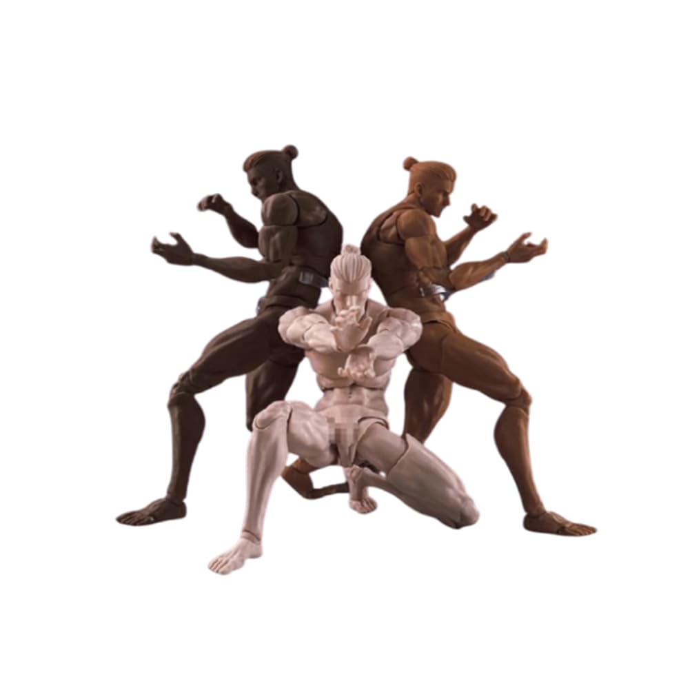 1/12 Scale Male Figure, 6-Inch Romankey Super Flexible Muscle Strong Male Action Figure Miniature Figure Body Doll Collection (Yellow Skin)