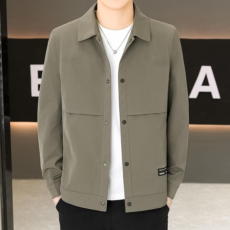 Spring and Autumn New Jacket Men's Simple Casual Jacket Trendy Versatile Middle-aged and Youth Top Jacket