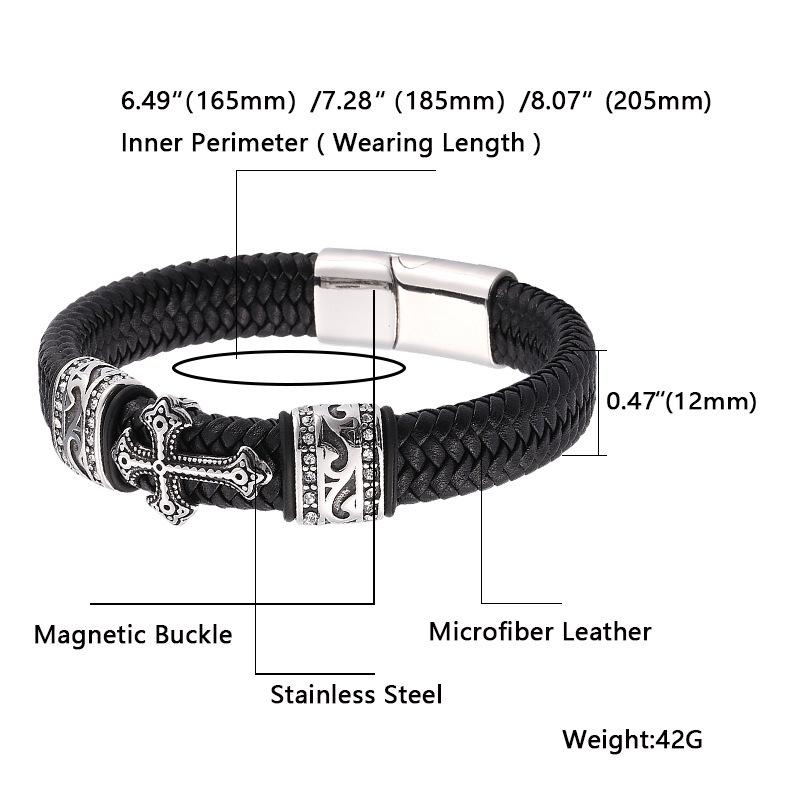 Top-Selling Men's Retro Braided Rope Bracelet - Personalized Cool Cross Design