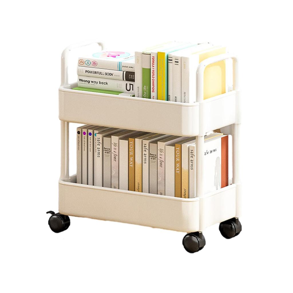 Mobile Bookshelf With 4 Wheels 20lbs Max Load Capacity Storage Rack Multifunctional Utility Storage Cart For Kitchen Bathroom (37 X 25 X 43.5CM)