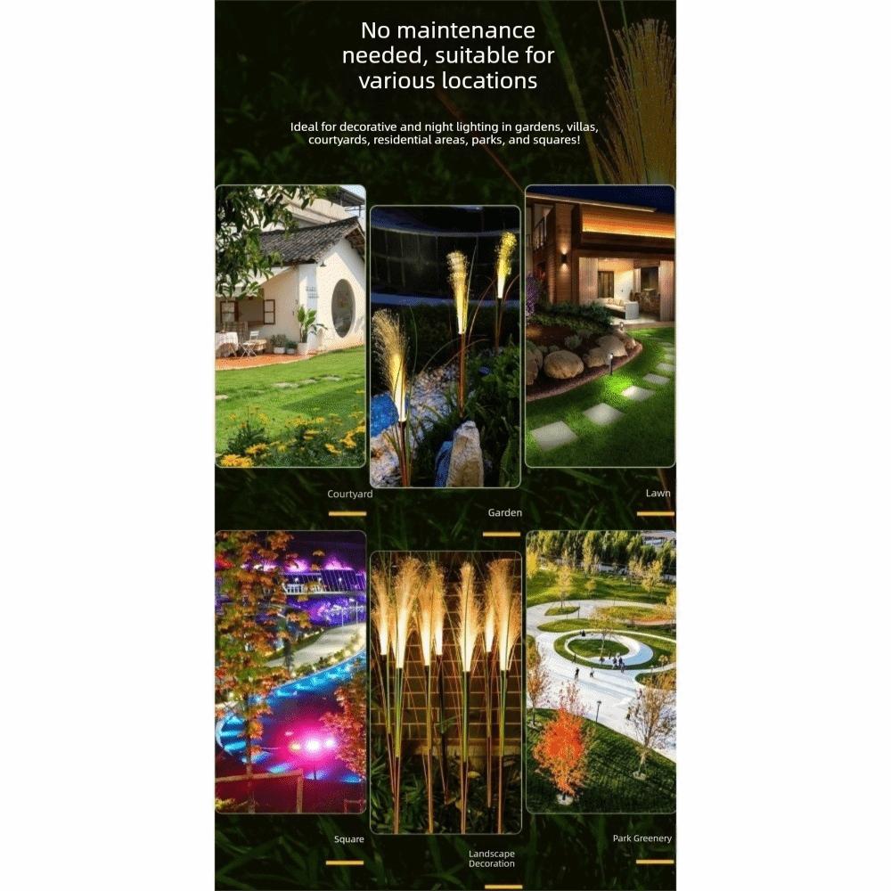 LED Solar Garden Reed Lamp Simulation Bulrush Flower Yard Christmas Decoration Optical Fiber Luminous Path Lighting Decor