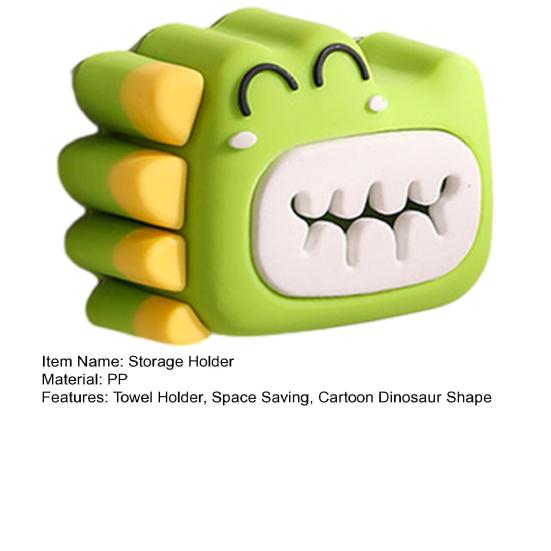 Dinosaur Towel Holder Free Punching Strong Adhesive Moisture-Proof Waterproof Storage Holder Durable Clip for Bathroom Kitchen