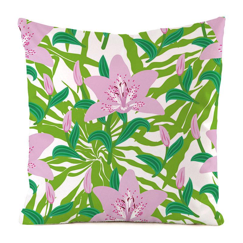 Nordic tropical style flowers Digital printing short plush pillow covers for car sofa office cushion cover home goods