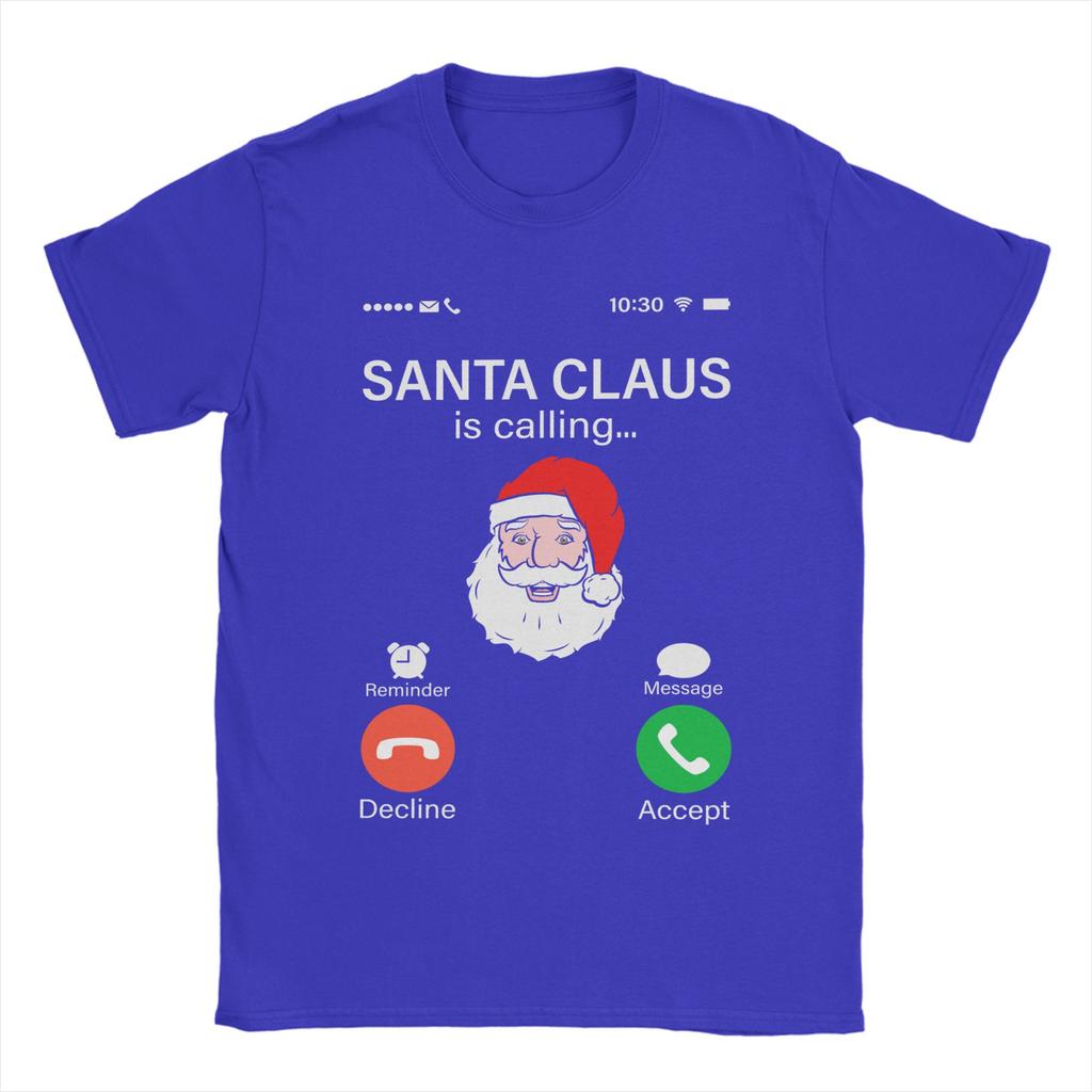 Oversized T Shirt Santa Is Calling Merry Funny Holiday Phone Alert T Shirts for Men's Summer Y2K Casual Short Sleeve Clothes