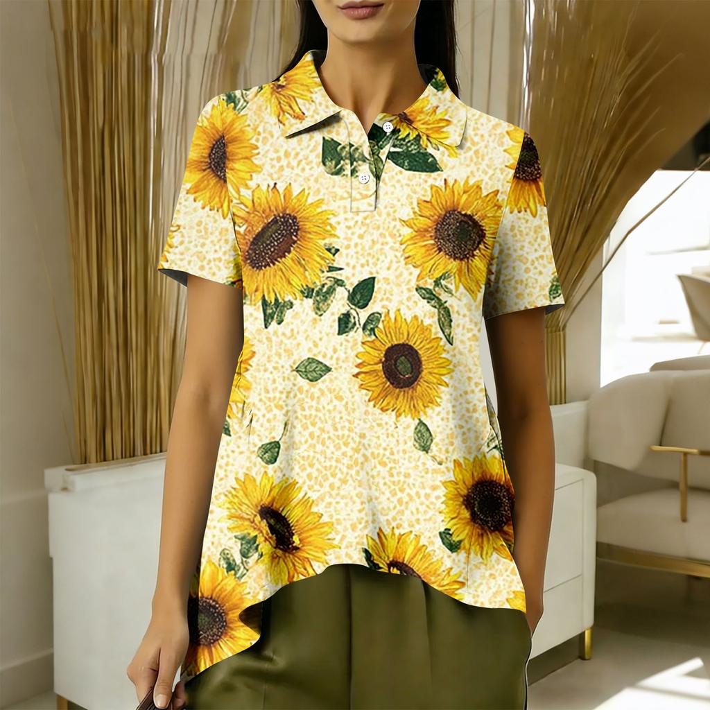 Women's Fashion Casual Short Sleeve Floral Print Top