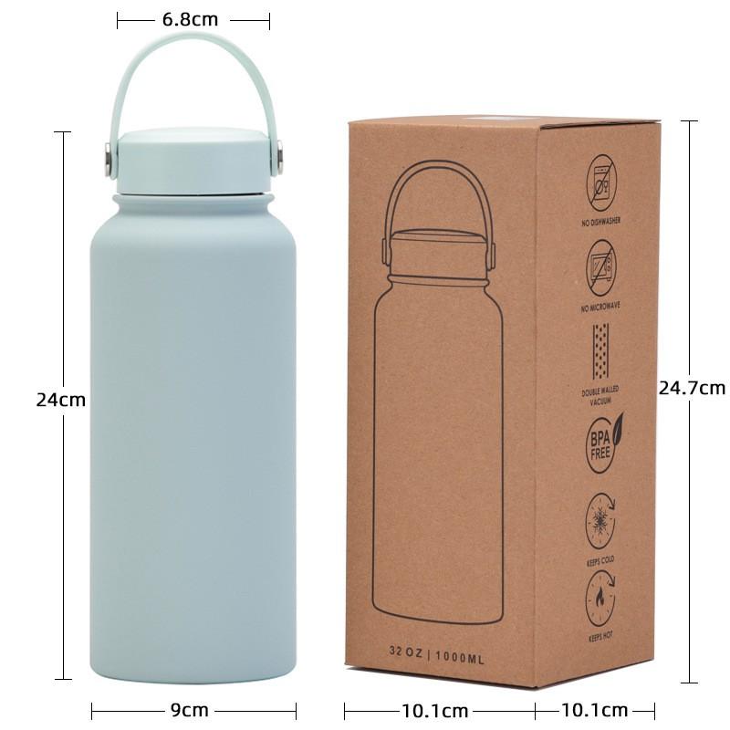 1L Stainless Steel Vacuum Insulated Water Bottle With Wide Mouth Portable Outdoor Sports Travel
