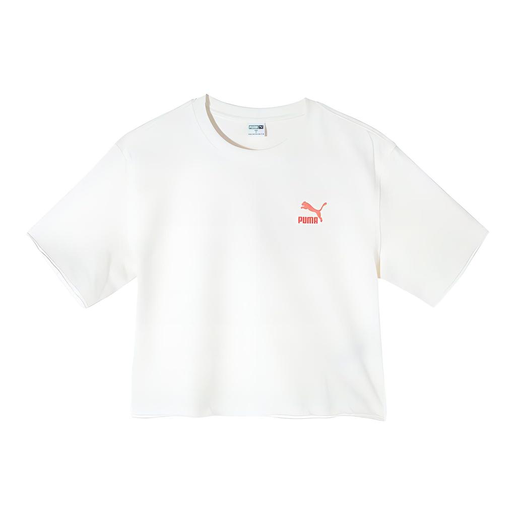 Puma Swxp Dancemania Loose-Fit Logo Print Round Neck Short Sleeve T-Shirt Women Tops White 626862-65